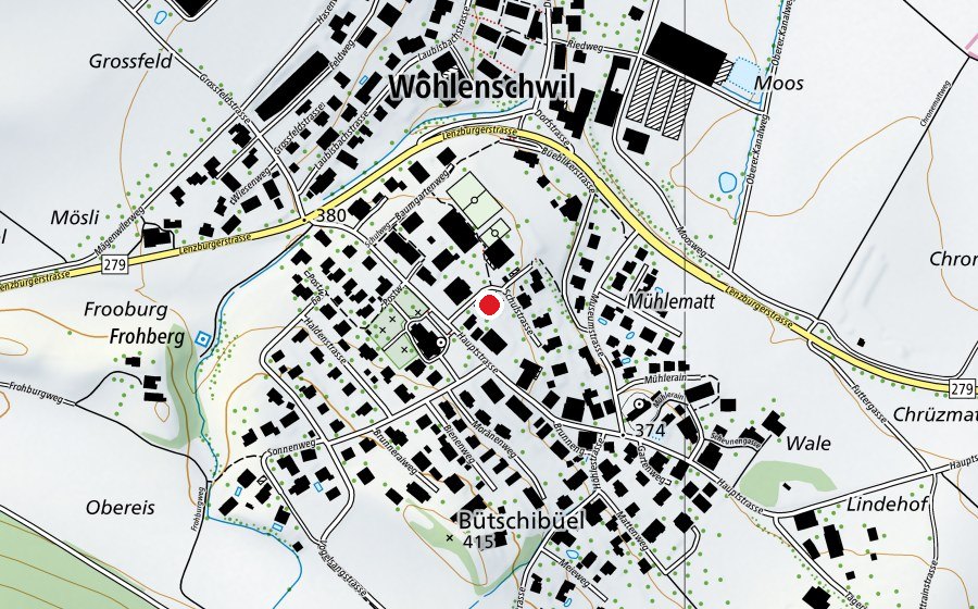Karte mit dem Standort von Haus Gelb (Kindergarten)