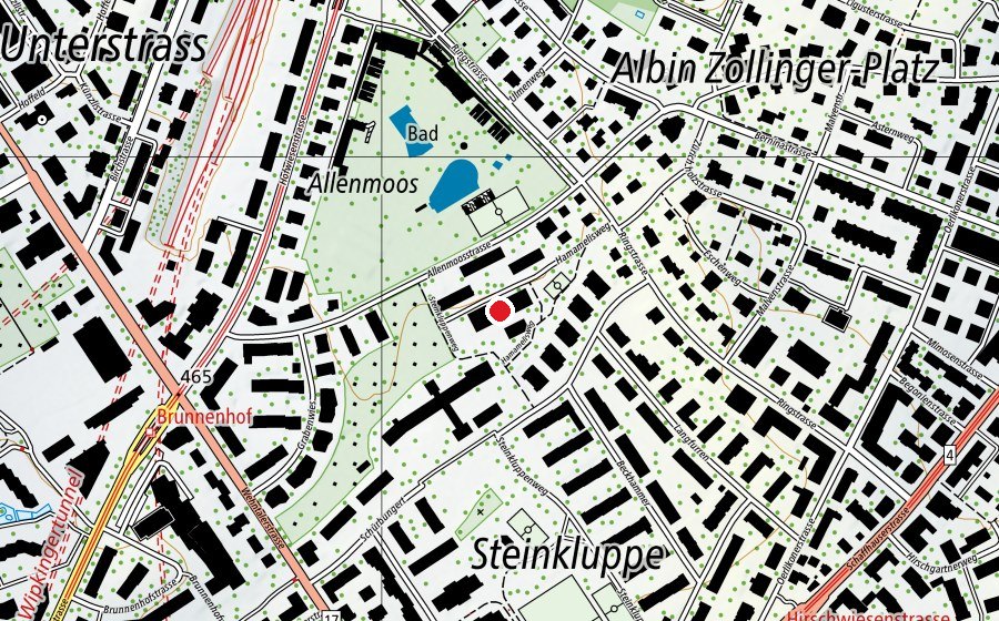 Mappa con la posizione di Hort Allenmoos 1 & 2 (Scuola dell’infanzia)