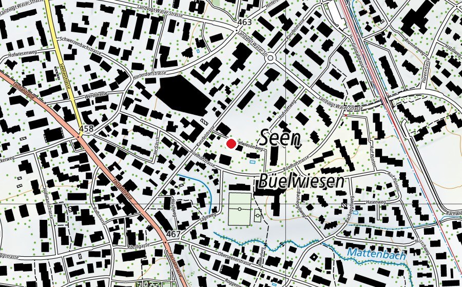 Carte indiquant l’emplacement de Hortgruppe Büelwiesenweg (École enfantine)