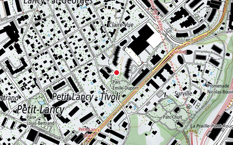 Map showing the location of jardin d'enfants du plateau (Kindergarten)