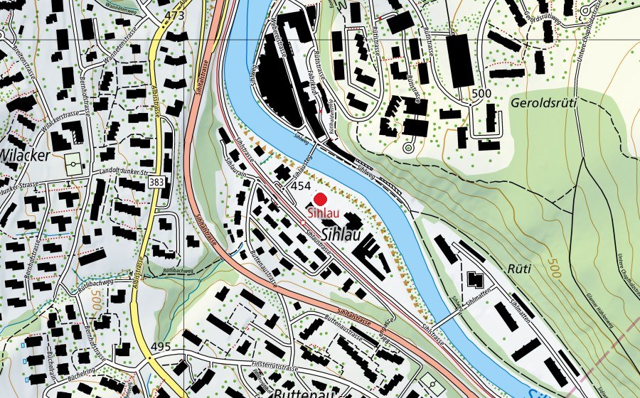 Carte indiquant l’emplacement de Kiga Rudolf Steiner Schule Sihlau (École enfantine)