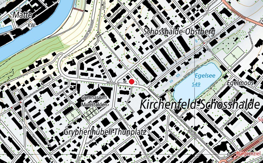 Carte indiquant l’emplacement de Kindegarten Schosshalde II (École enfantine)