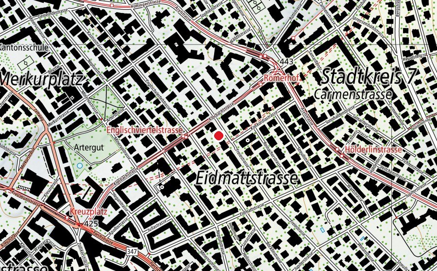 Carte indiquant l’emplacement de Kindergärten Freiestrasse (École enfantine)