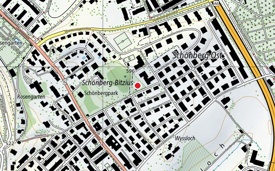 Carte indiquant l’emplacement de Kindergärten Haspelweg I + II (École enfantine)