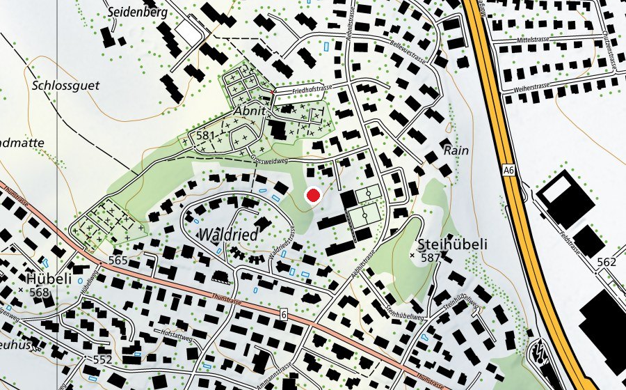 Map showing the location of Kindergarten Aebnit 1 (Kindergarten)