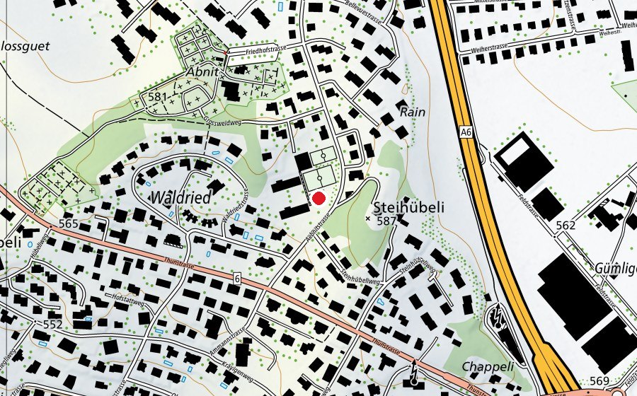 Carte indiquant l’emplacement de Kindergarten Aebnit 2 (École enfantine)