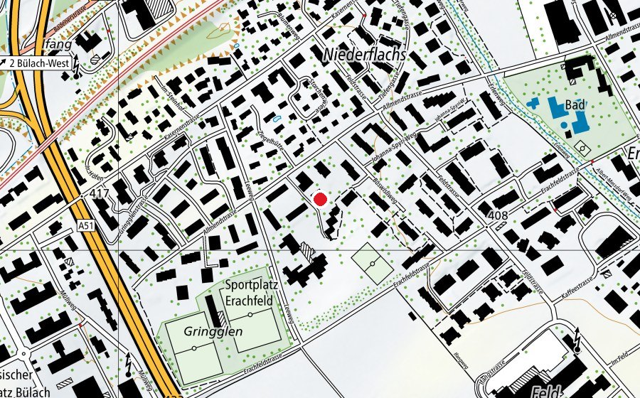 Map showing the location of Kindergarten Allmend 6 (Kindergarten)