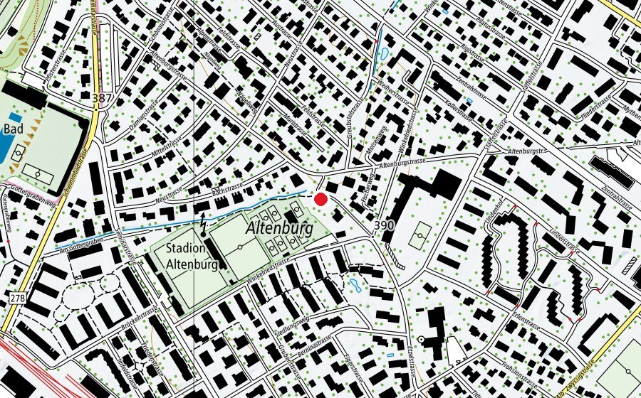 Map showing the location of Kindergarten Altenburg 1 (Kindergarten)