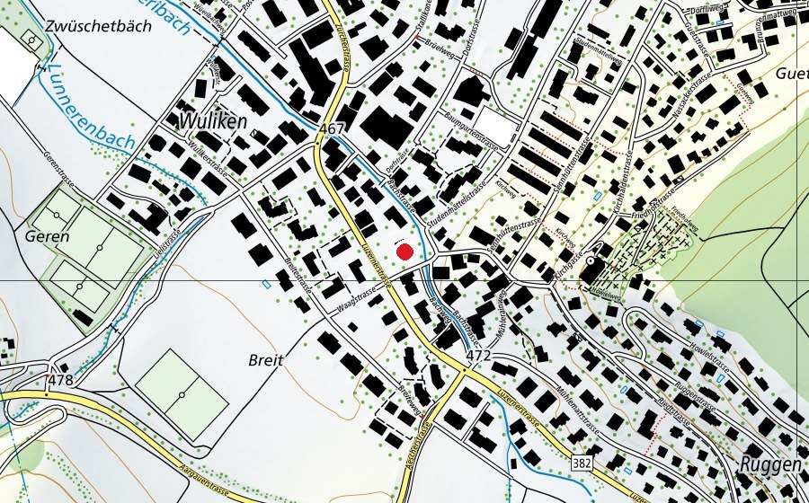 Mappa con la posizione di Kindergarten Am Bach 1+2 (Scuola dell’infanzia)