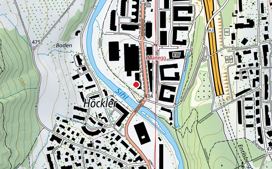 Map showing the location of Kindergarten an der Sihl 1 und 2 (Kindergarten)