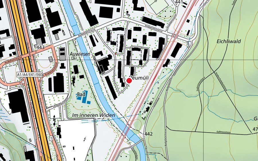 Carte indiquant l’emplacement de Kindergarten Auwiesen (École enfantine)