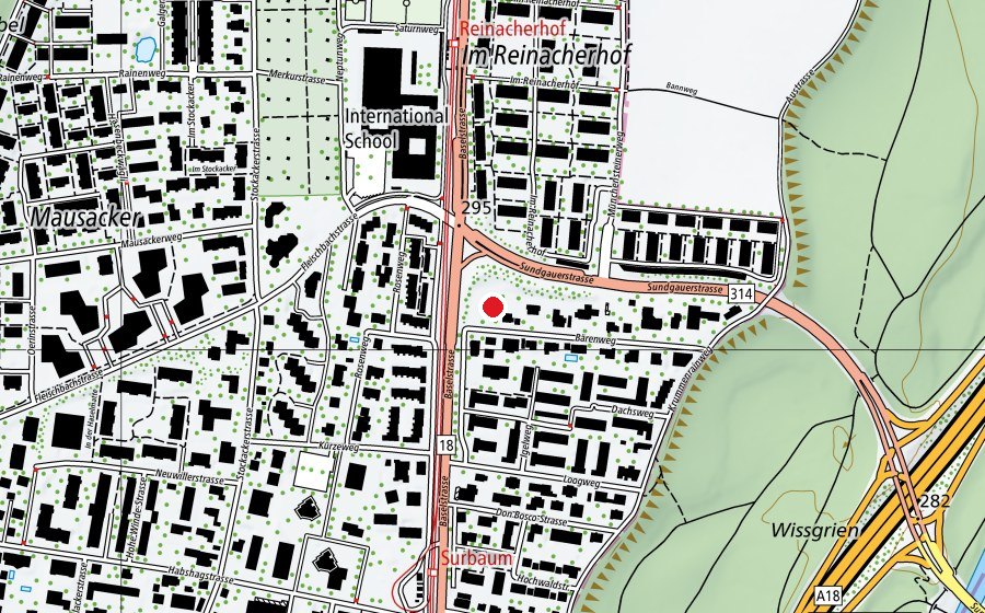 Carte indiquant l’emplacement de Kindergarten Bärenweg (École enfantine)
