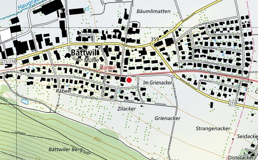 Karte mit dem Standort von Kindergarten Bättwil (Kindergarten)