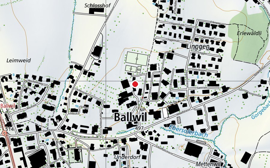 Carte indiquant l’emplacement de Kindergarten Ballwil (École enfantine)
