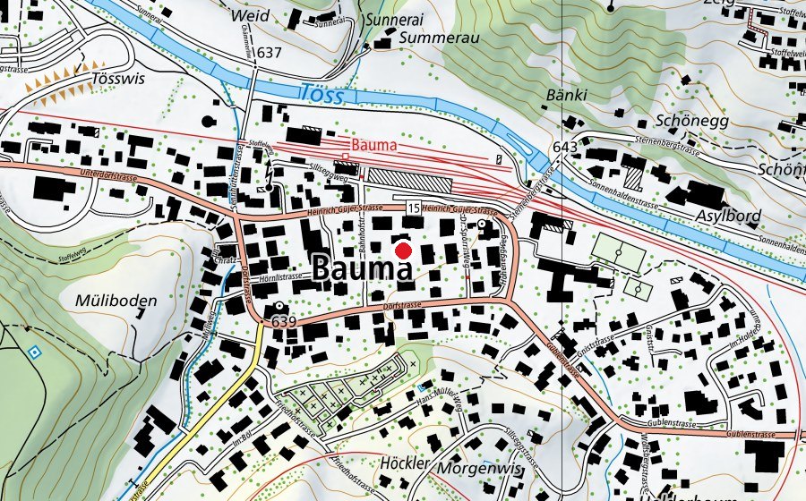 Karte mit dem Standort von Kindergarten Bauma Dorf (Kindergarten)