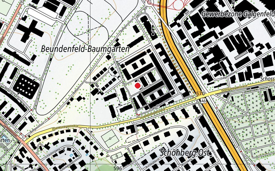 Map showing the location of Kindergarten Baumgarten (Kindergarten)