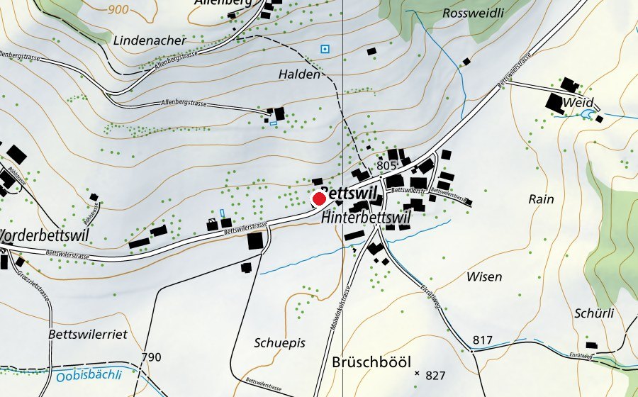 Map showing the location of Kindergarten Bettswil (Kindergarten)
