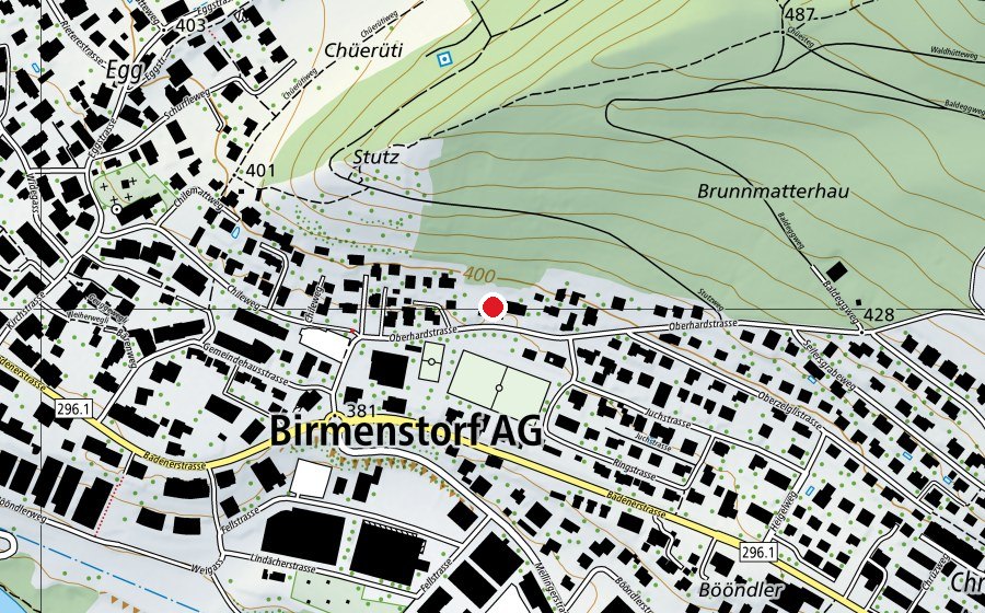 Karte mit dem Standort von Kindergarten Birmenstorf (Kindergarten)