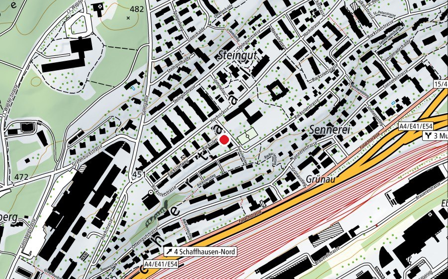 Map showing the location of Kindergarten Bocksriet 1+2 (Kindergarten)