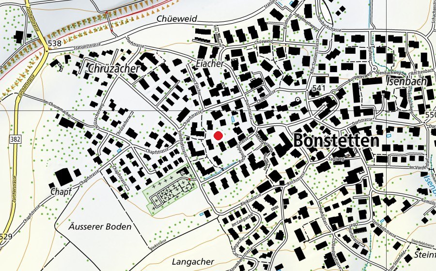 Karte mit dem Standort von Kindergarten Bodenfeld 1+2 (Kindergarten)