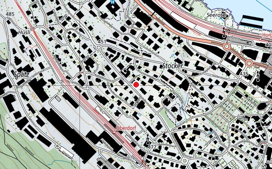 Map showing the location of Kindergarten Brunnenwiesli (Kindergarten)