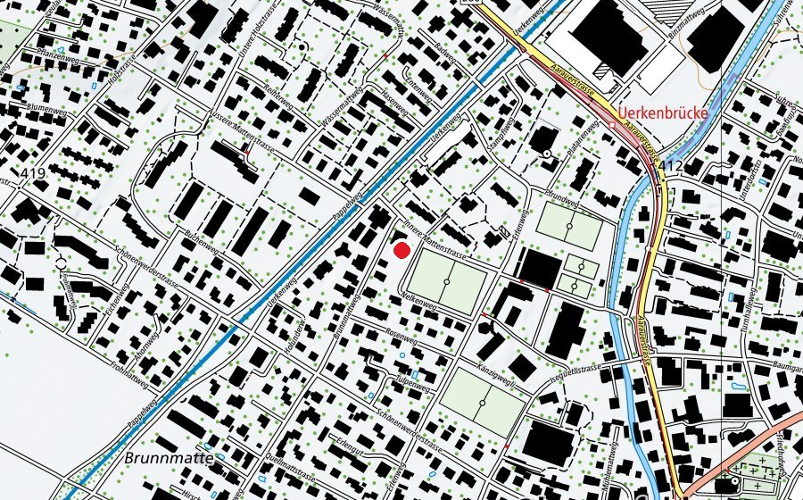 Carte indiquant l’emplacement de Kindergarten Brunnmatt (École enfantine)
