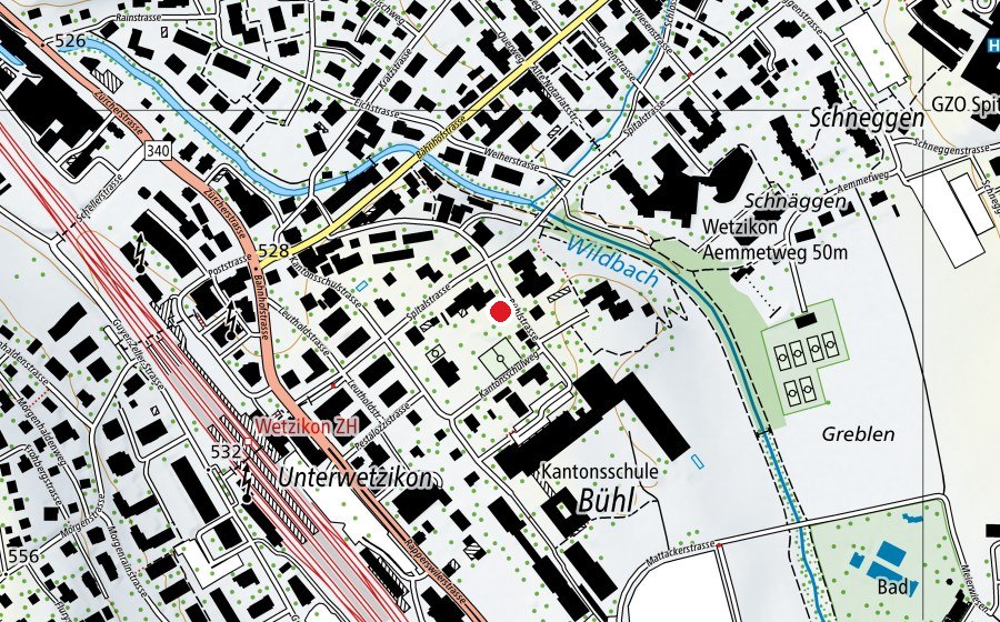 Map showing the location of Kindergarten Bühl 3 (Kindergarten)