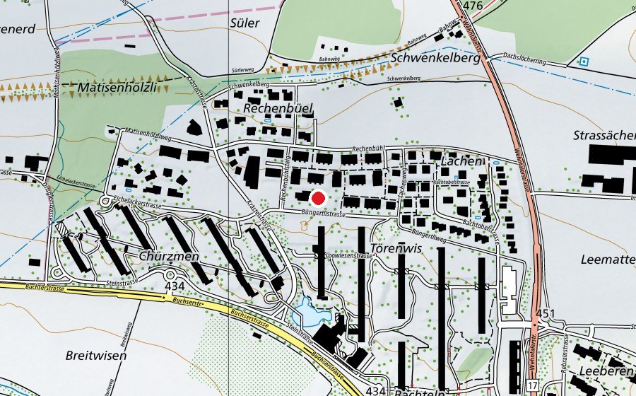 Carte indiquant l’emplacement de Kindergarten Büngertli (École enfantine)