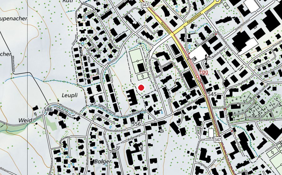 Map showing the location of Kindergarten Bützi 1+2 (Kindergarten)