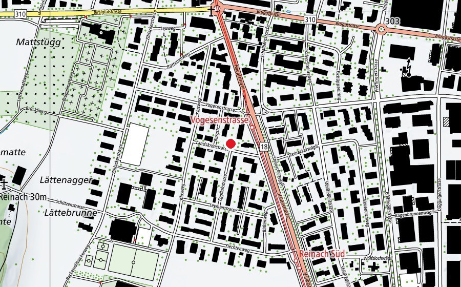 Karte mit dem Standort von Kindergarten Burgstrasse (Kindergarten)
