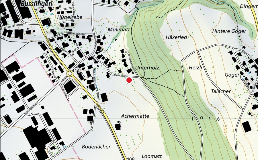 Carte indiquant l’emplacement de Kindergarten Busslingen (École enfantine)