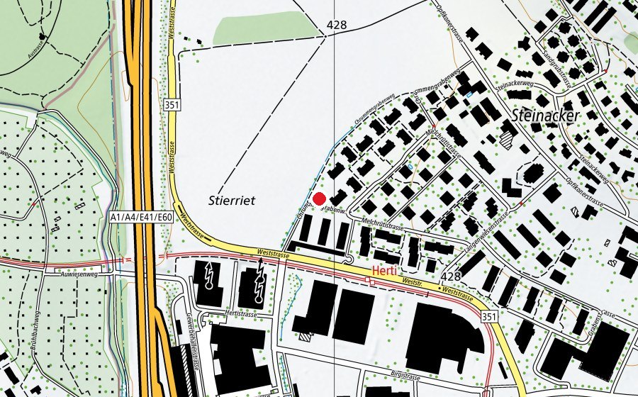 Map showing the location of Kindergarten Chrummengraben (Kindergarten)
