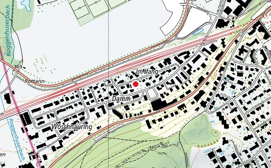 Map showing the location of Kindergarten Damm (Kindergarten)