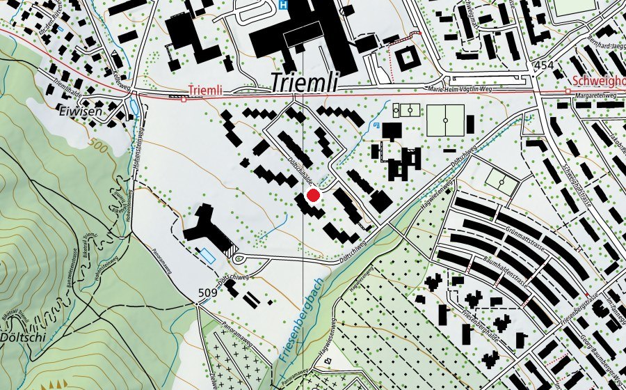 Map showing the location of Kindergarten Döltschihalde (Kindergarten)