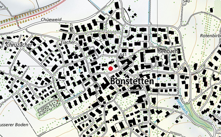 Carte indiquant l’emplacement de Kindergarten Dorfschulhaus 1+2 (École enfantine)