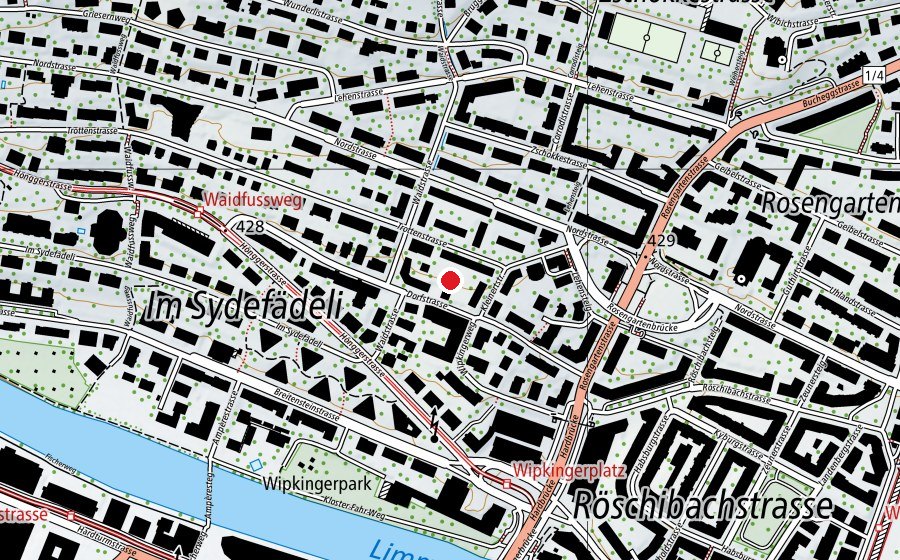 Karte mit dem Standort von Kindergarten Dorfstrasse (Kindergarten)