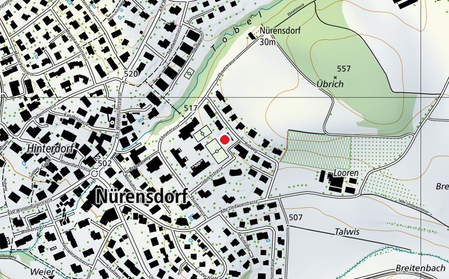 Karte mit dem Standort von Kindergarten Ebnet 1 & 2 (Kindergarten)
