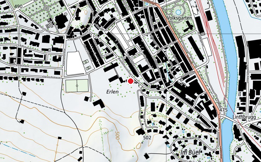 Mappa con la posizione di Kindergarten Erlen (Scuola dell’infanzia)