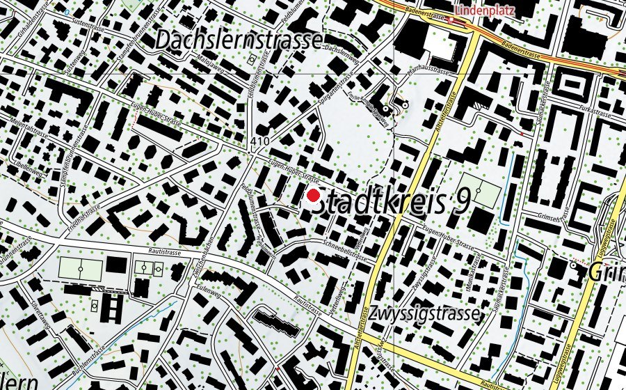 Mappa con la posizione di Kindergarten Eugen-Huber-Strasse (Scuola dell’infanzia)