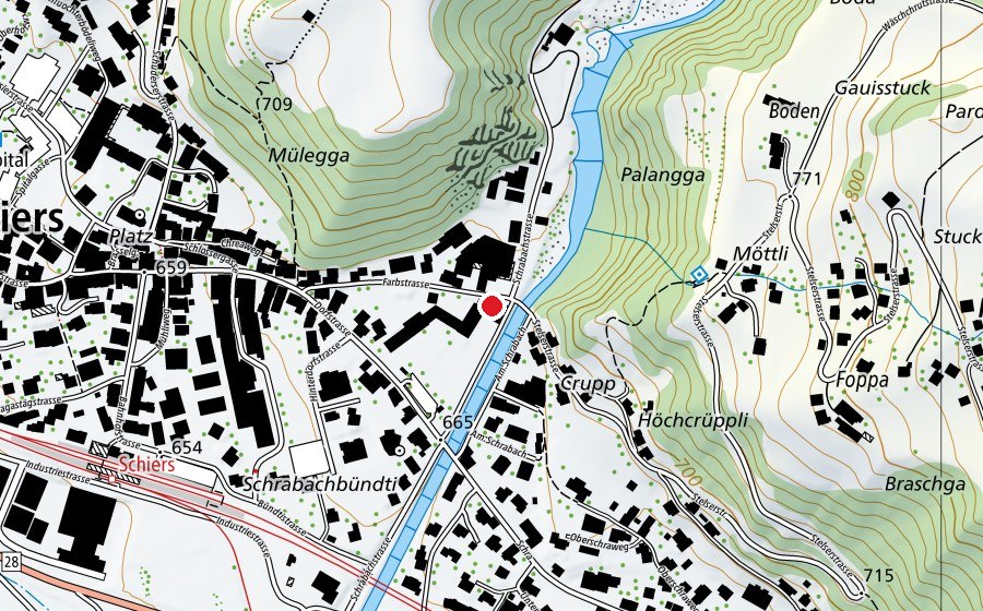 Carte indiquant l’emplacement de Kindergarten Farb (École enfantine)