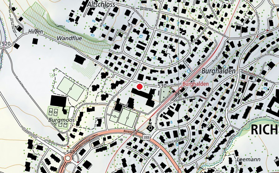 Carte indiquant l’emplacement de Kindergarten Feld 2 (École enfantine)