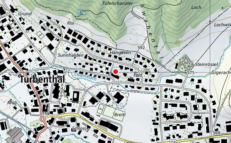Carte indiquant l’emplacement de Kindergarten Feld (École enfantine)