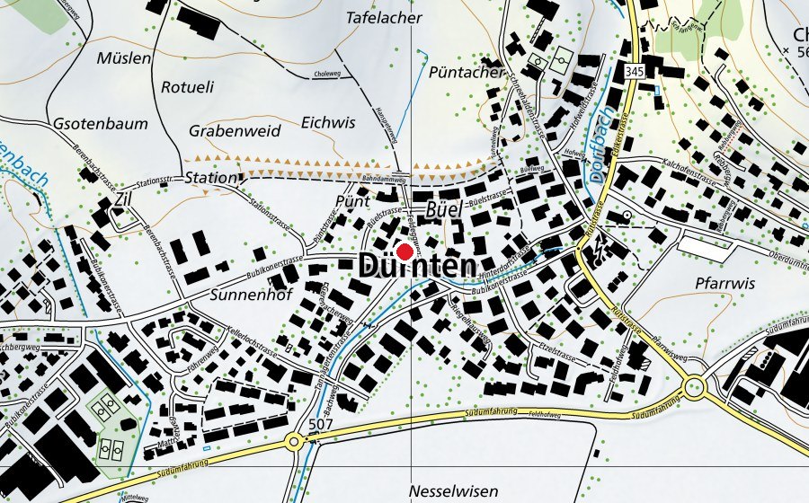 Map showing the location of Kindergarten Feldegg 1-2-3 (Kindergarten)
