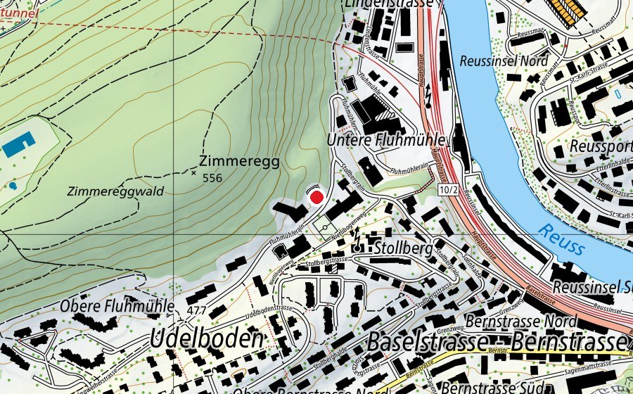 Karte mit dem Standort von Kindergarten Fluhmühle (Kindergarten)