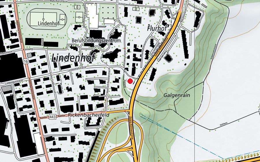 Map showing the location of Kindergarten Flurhof (Kindergarten)