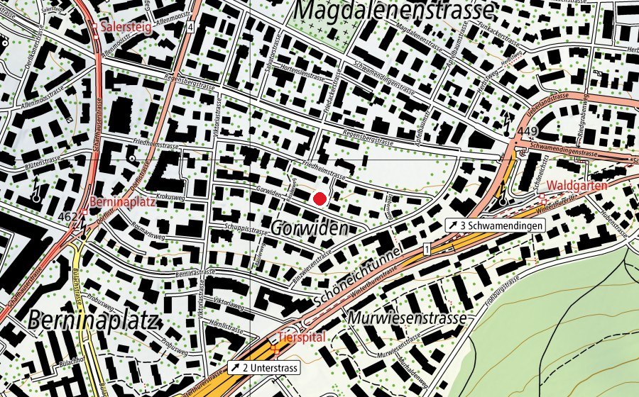 Carte indiquant l’emplacement de Kindergarten Friedheim (École enfantine)