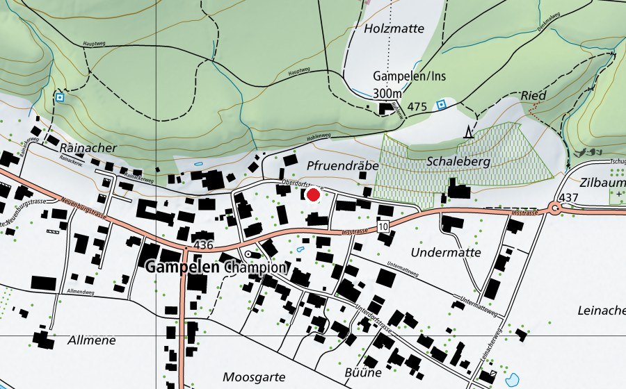 Mappa con la posizione di Kindergarten Gampelen (Scuola dell’infanzia)