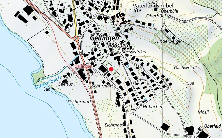 Karte mit dem Standort von Kindergarten Gelfingen (Kindergarten)