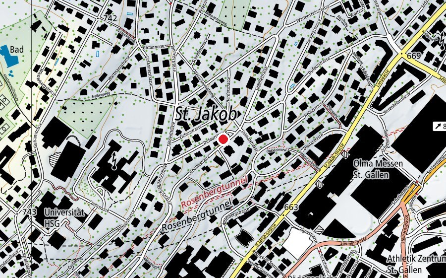 Mappa con la posizione di Kindergarten Goethestrasse (Scuola dell’infanzia)