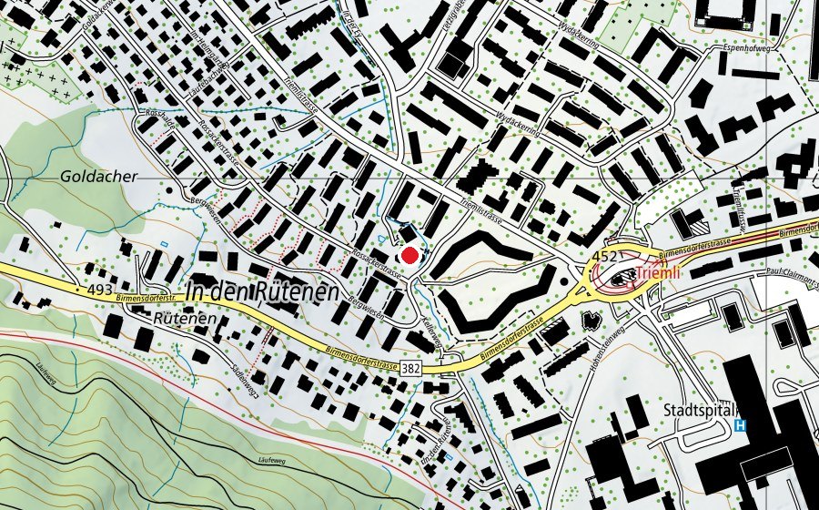 Karte mit dem Standort von Kindergarten Goldacker 1+2 (Kindergarten)
